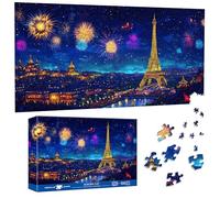 Pavemlo Special Shape Puzzles for Adults 1000 Pieces - EIFFEL TOWER AT NIGHT Jigsaw Puzzle Challenging Impossible Puzzle, Unique Home Decor & Game (41x80 cm) for Puzzle Lovers