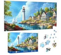Pavemlo Special Shape Puzzles for Adults 1000 Pieces - LIGHTHOUSE TOWN Jigsaw Puzzle Challenging Impossible Puzzle, Unique Home Decor & Game (41x80 cm) for Puzzle Lovers