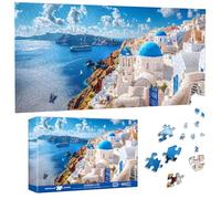 Pavemlo Special Shape Puzzles for Adults 1000 Pieces - SANTORINI Jigsaw Puzzle Challenging Impossible Puzzle, Unique Home Decor & Game (41x80 cm) for Puzzle Lovers
