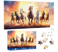 Pavemlo Special Shape Puzzles for Adults 1000 Pieces - SEVEN HORSES Jigsaw Puzzle Challenging Impossible Puzzle, Unique Home Decor & Game (41x80 cm) for Puzzle Lovers