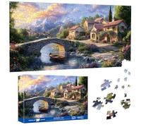 Pavemlo Special Shape Puzzles for Adults 1000 Pieces - VILLAGE BY THE RIVER Jigsaw Puzzle Challenging Impossible Puzzle, Unique Home Decor & Game (41x80 cm) for Puzzle Lovers
