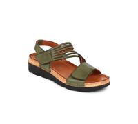 Pavers Women's Touch Fasten Sandals in Olive Leather with Cushioned Insole - Lightweight Casual Open Toe Shoes - Summer Footwear - Size UK 6 / EU 39