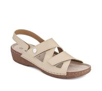 Pavers Adjustable Leather Slingback Sandals - Beige Size 6