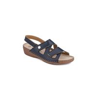Pavers Adjustable Leather Slingback Sandals In Navy Navy