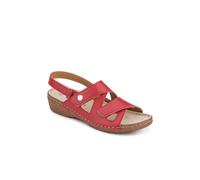 Pavers Adjustable Leather Slingback Sandals In Red Red