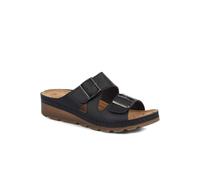 Pavers Women's Adjustable Mule Sandals in Black - Comfortable Faux Leather Shoes with Suede Insole - Ladies Summer Footwear - Size UK 9 / EU 42