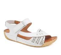 Pavers All Leather Adjustable Fasten Sandals - White Size 6