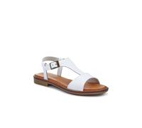 Pavers Women's All-Leather Buckled Sandals in White | Size: 8 Pavers White 8