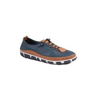 All Leather Lace Up Stitch Detail Shoes - Navy Tan Size 5