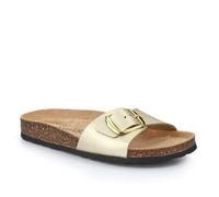 Pavers All-Leather Slip-On Mules - Gold Size 5