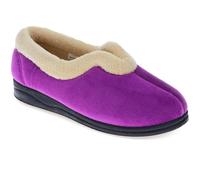 Pavers - Womens Wide Fit Cosy Antibacterial Full Slippers in Purple - Memory Foam Insole - Styled with a V-Cut at the Vamp - Finished with a Permalose Treatment - Size 5 UK Wide