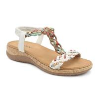 Pavers Beaded Elasticated Fit Sandals - White Size 7