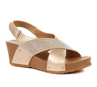 Pavers Bellissimo Women's Wedge Heel Sandals - Cross Over Design with Slingback Strap in Wider D/E Fit - Cork Effect Sole and Cushioned Insole - Size 7/40