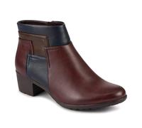 Pavers Block Heel Ankle Boots With Inside Zip - Burgundy Multi Size 5