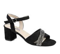 Pavers Block Heel Embellished Toe Sandals - Black Size 3