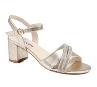 Pavers Block Heel Embellished Toe Sandals - Gold Size 6