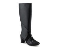 Pavers Block Heel Faux Leather Long Boots - Black Size 6