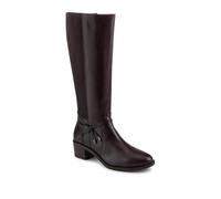Pavers Block Heel Leather Stretch Calf Long Boots - Dark Tan Size 5