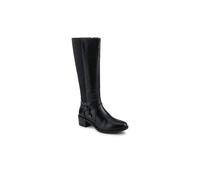 Pavers Block Heel Leather Stretch Calf Long Boots In Black Black 7