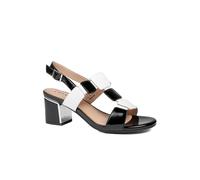 Pavers Block Heel Square Design Sandals In Black Black 3