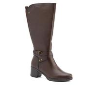 Pavers Block-Heeled Long Boots - Chocolate Size 6