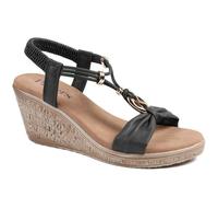 Pavers Bow Detail Wedge Slingback Sandals - Black Size 6