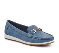 Pavers Breathable Buckle Detailed Moccasins - Navy Size 5