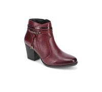 Pavers Breathable Leather Ankle Boots In Burgundy Burgundy 6