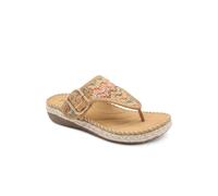 Pavers Buckle Detail Fabric Toe Post Sandals In Tan Tan