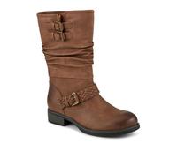 Pavers Buckle-Detailed Calf Length Boots - Tan Size 7