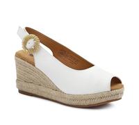 Pavers Buckle Fastening Wedge Espadrilles - White Size 6
