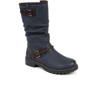 Pavers Buckle Mid Calf Boots - Navy Size 4