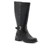 Pavers Buckled Calf-Length Boots - Black Size 5