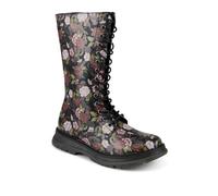 Pavers Calf-Length Boots With Inside Zip - Black Rose Floral Size 5