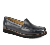 Pavers Casual Leather Moccasins - Navy Size 3
