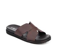 Pavers Casual Men's Leather Slide Sandals - Brown Size 11