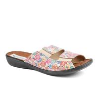 Pavers Casual Two-Strap Sandals - Beige Floral Size 6