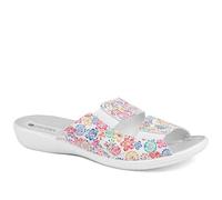 Pavers Casual Two-Strap Sandals - White Floral Size 5