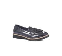 Pavers Ladies Chunky Tassel Loafers in Black Patent- Perfect for Everyday Style & Superior Comfort - Lightweight & Easy Slip On - Size UK 4 / EU 37