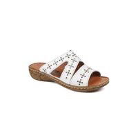 Pavers Women's Cushioned Leather Mule Sandals in White | Size: 4 Pavers White 4