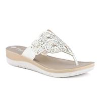 Pavers Diamante Cushioned Toe Post Sandals - White Size 5