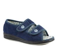 Pavers Dual Adjustable Fit Memory Foam Slippers - Navy Size 5