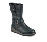 Pavers Dual Buckle Calf Length Boots - Teal Size 7