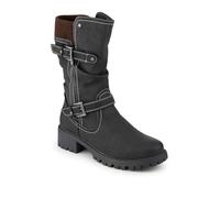 Pavers Dual Buckle Knitted Cuff Zipped Ankle Boots - Black Size 8