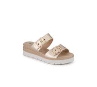Pavers Women's Dual-Buckled Mule Sandals in Gold | Size: 5 Pavers Gold 5