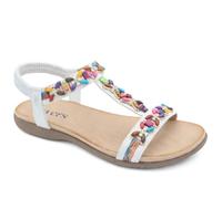Pavers Elasticated Beaded Slip On Sandals - White Size 7