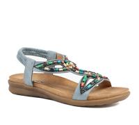 Pavers Elasticated Embellished Slingback Sandals - Denim Size 5