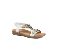 Pavers Elasticated Embellished Slingback Sandals - White Size 8