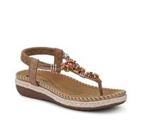 Pavers Elasticated Slingback Toe Post Sandals - Brown Size 4