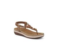 Pavers Elasticated Slingback Toe Post Sandals - Brown Size 5